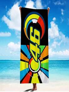 SHEIN 1 Pezzo Telo da spiaggia da motociclista Racer N. 46 - Asciugatura rapida, morbido, assorbente in poliestere con design da corsa vibrante, adatto per nuoto, yoga, viaggi e sport - Miglior regalo per compleanno, anniversario, Ognissanti, Natale, articoli essenziali da spiaggia - Multicolore - Visualizzare 5