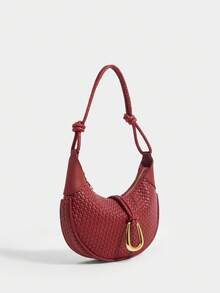 SHECARRY Women's Simple Fashion Zipper Underarm Handbag - Burgundy - View 2