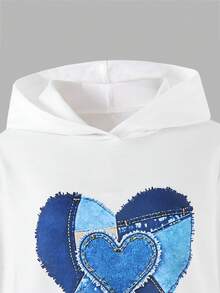 2pcs Girls Knitted Sweatshirt With Digital Heart Print & Elastic Knit Digital Print Pants, Suitable For Autumn/Winter Casual Wear, Home Or Outdoor Fall Clothing,Fall Clothes For Kids,Long Sleeve,Autumn Clothes,Pull Sweatshirt - White - View 7