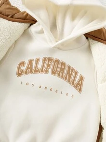 Cozy Pixies 3 件套男婴简约字母印花柔软针织连帽运动衫、松紧腰裤和无袖棉背心套装