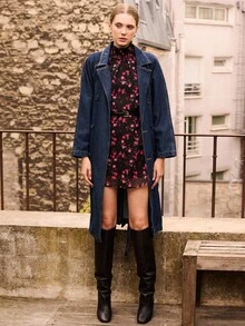 lacRébo Chic Denim Trench Coat With Belt And Double-Breasted Closure Spring Women Clothes Spring Summer - Dark Wash - View 5