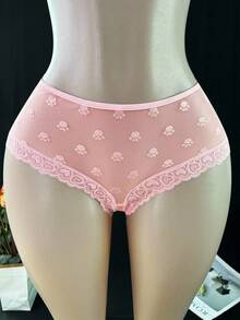 1 buc chiloți sexy drăguți cu labă de pisică, cu imprimeu cu fundă, pentru femei - Roz - Vizualizare 6