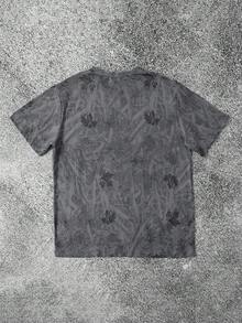 Manfinity Dauomo Men's Casual Round Neck Short Sleeve Tree Branch Print T-Shirt - Black - View 2