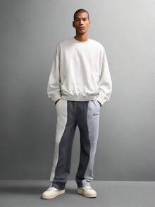 SUMWON Color Block Skater Fit Sweatpants Retro Loungewear Casual Streetwear Fall Winter Style Soft Cozy Casual Pants With Side Pockets Elastic Waist