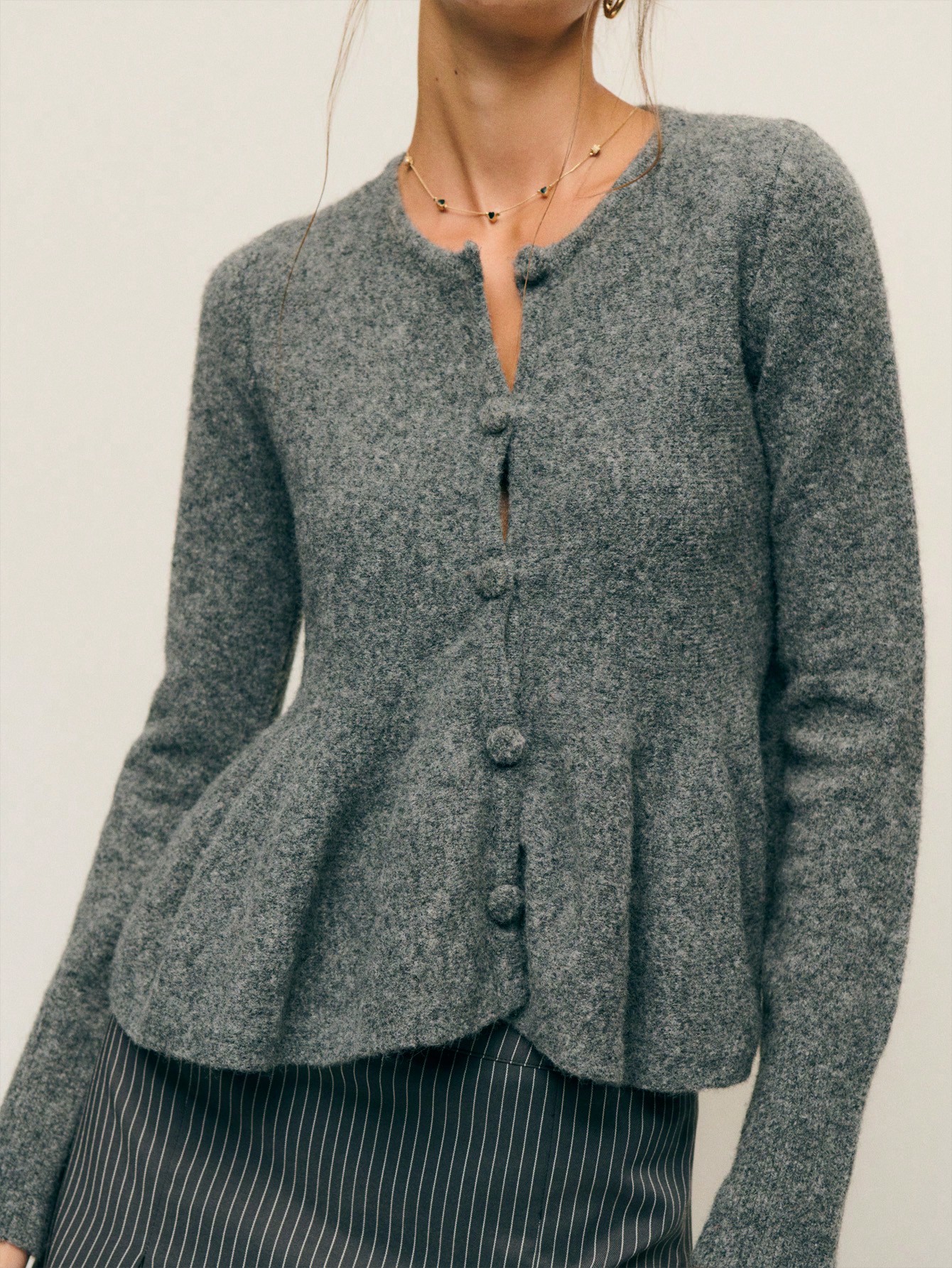 Textured Knit Peplum Cardigan