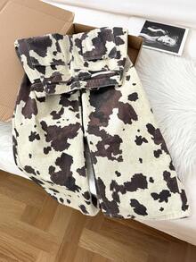 Comfortcana Quần jean ống rộng in họa tiết bò túi rộng bằng cotton cho nữ, trang phục thường ngày cho phụ nữ phương Tây, đi chơi, cổ điển, thời trang đường phố - Nhiều màu - Xem 4