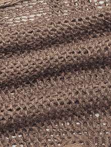 StreetHx 女士街头风纯黑色镂空钩针无袖针织上衣 - 棕色 - 查看 7