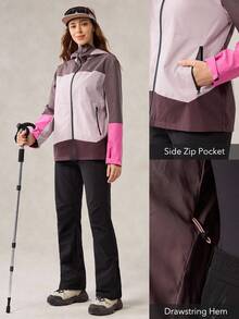 OutZeal Women Shell Jacket Hiking Camping Drawstring Waist Hooded Outdoor Windbreaker Fall Winter - Multicolor - View 6