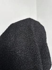 Firerie 大码休闲优雅米色撞色仿毛皮饰边机车泰迪夹克，带口袋，适合音乐会、演出、返校、度假派对/大学风格Y2K秋冬长袖宽松拉链夹克 - 黑與白 - 查看 9