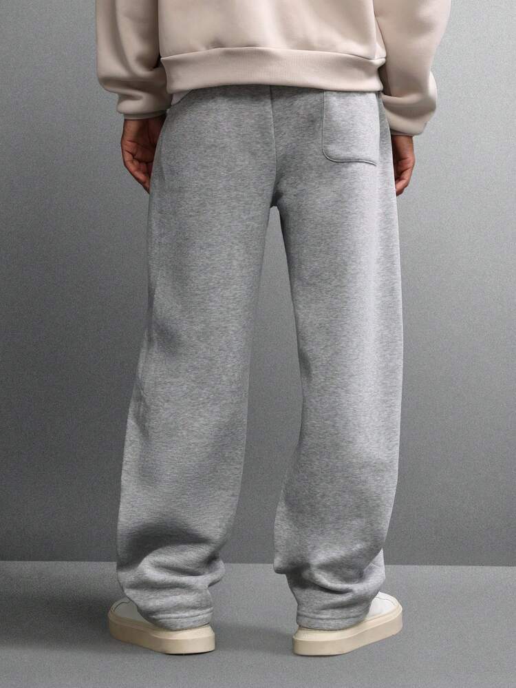Grey Fleece Sweatpants With Logo Detail And Elastic Cuffs