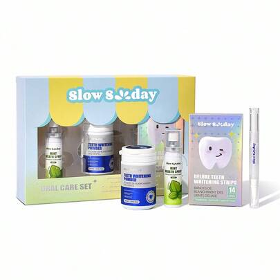 Bộ chăm sóc răng miệng Slow Sunday, làm trắng răng, mang lại hơi thở thơm mát, quy trình chăm sóc răng miệng toàn diện, giúp bạn tự tin với nụ cười trắng sáng, lựa chọn tuyệt vời cho đám cưới, kỳ nghỉ, bãi biển, quà tặng lễ Phục Sinh, phù hợp cho chăm sóc răng miệng mùa hè.