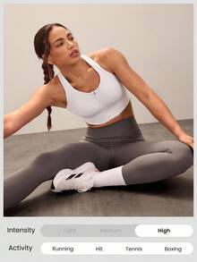 GLOWMODE Top Esportivo de Compressão Alta com Zíper Frontal, Copos de Espuma Moldada, Alças Cruzadas Nas Costas, Decote em U, Absorção de Suor, Impacto Médio, Ideal para Corrida, Jogging, Treino e Academia