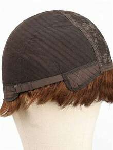 Short Pixie Cut Human Hair Wig For Women Remy Human Hair Wig Rose Net Full Machine Made Human Hair Wig 4"150% Density Brown Color Holiday Wear Party Wear - S4 - View 10