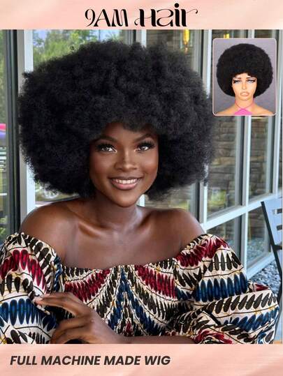 Density Pro Bouncy Curly 12Inch 200% Density Extra Short Natural Black Human Hair Virgin Hair Full Machine Made Daily Use For Women Stylish Wigs Wear To Go