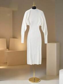 Franclia Women's Solid Color Minimalist Knit Sweater Set, Suitable For Commuting, Travel, And Social Gatherings - White - View 4