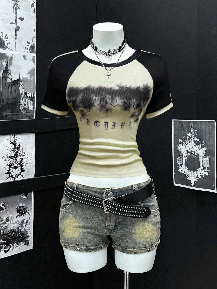 SHEIN Unity Subculture 复古图案印花女式圆领 T 恤 - 彩色 - 查看 1