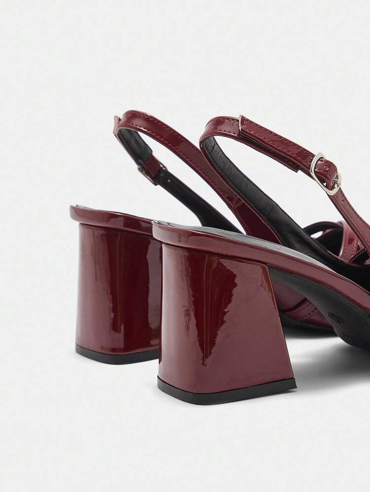 CUCCOO CURVES Bombas de tacón alto de punta estrecha de ajuste ancho y cómodo de moda clásica para mujer de talla grande, color rojo vino