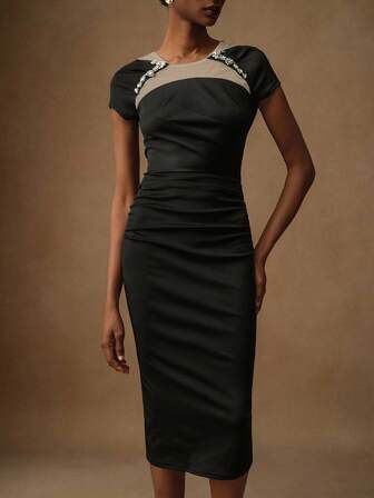 Vesra Elegant Long Sleeve Dress, Luxury Fashion Slimming Long Dress For Women