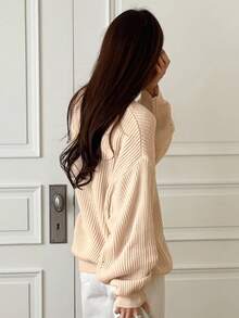 DAZY Loose Fit Crew Neck Casual Long Sleeve Sweater Fall/Winter - Apricot - View 2