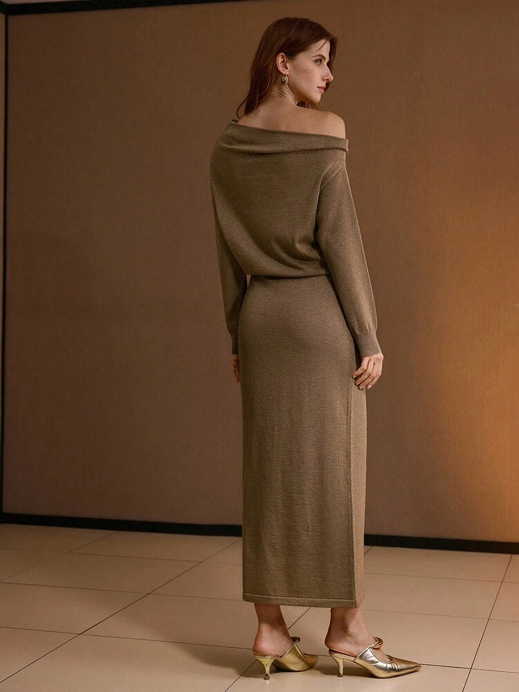 ASYMMETRICAL NECK RUCHED DRESS