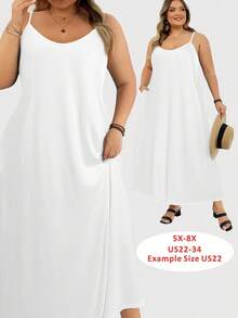 SHEIN CURVE+ Plus Size Black Dress, Basic Sleeveless, Spring/Summer