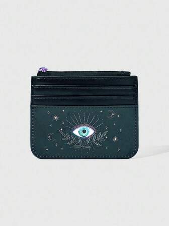 Fairycore Sun, Moon & Star Eye Print Card Holder Coin Purse