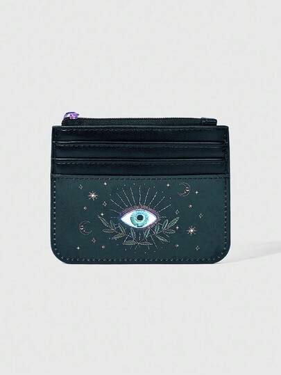 Fairycore Sonnen-, Mond- und Stern-Augen-Muster Kartenhalter Münzbörse