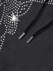 Manfinity EMRG Men's Casual Faux Rhinestone Print Hoodie Sweatshirt, Autumn - Multicolor - View 3