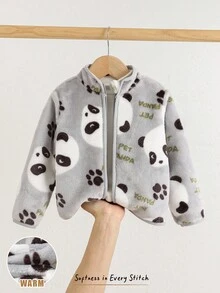Cozy Pixies Giacca a maniche lunghe con stampa di panda cartoni animati per neonato maschio, versatile e confortevole