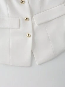Franclia Women's Solid Color Long Sleeve Single-Breasted Elegant Commuter Regular Jacket, Autumn Fall Winter Cloth For Women - White - View 4