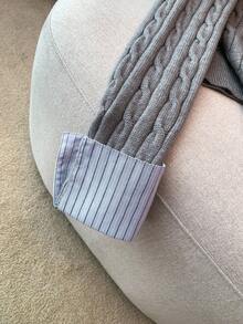 Franclia Fashionable Blogger-Inspired 2 In 1 Patchwork Knit Cardigan Sweater Cable Knit Cardigan Button Up Cardigan Collared Cardigan