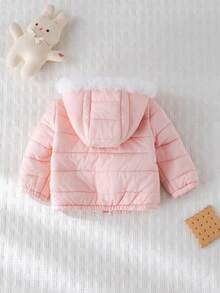 Cozy Pixies Baby Girl Cartoon Rabbit Thermal Lined Hooded Long Sleeve Thick Warm Jacket Fall Winter - Pink - View 2