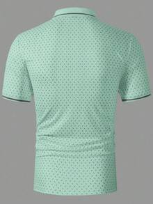 Manfinity Homme Men's Summer Casual Allover Print Short Sleeve Polo Shirt Polo Shirts For Men - Green - View 2
