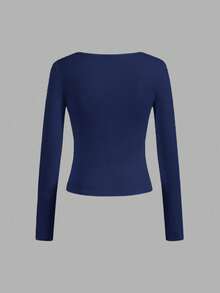 SHEIN Essnce 4pcs/Set Casual Solid Color Versatile Crew Neck Long Sleeve T-Shirts For Women, Suitable For Autumn/Winter,Fall - Multicolor - View 11