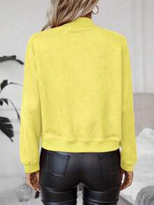 EMERY ROSE Giacca casual versatile da donna, monocolore, con spalle regolari, maniche lunghe e chiusura lampo corta