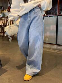 DAZY Women's Korean Style Gradient Thermal-Lined Distressed Denim Jeans, Autumn/Winter Thermal Lined - Blue - View 7