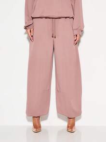 KIZN Wide Leg Balloon Joggers For Women Oversized Comfortable Sweatpants With Drawstring Waist - Dusty Pink - View 3