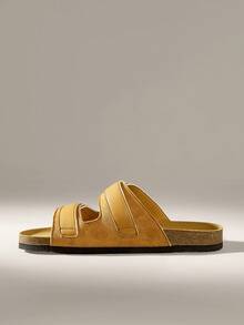 Solecia Men's Casual Flat Slide Sandals For Daily Wear - Brown - View 3