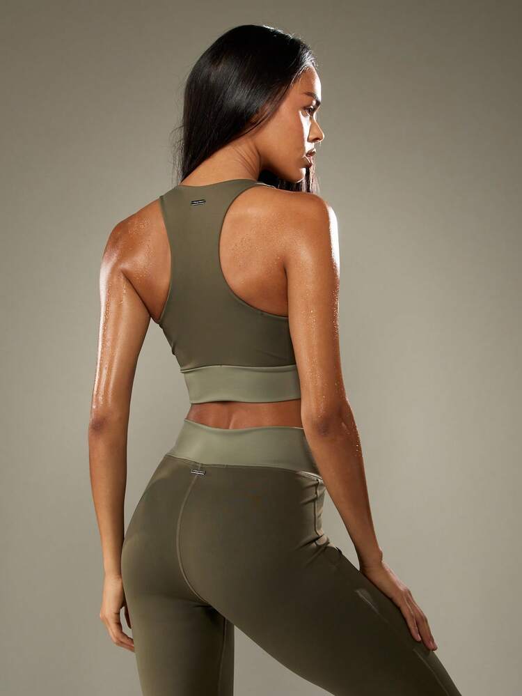 Missguided x Playboy High Impact Racerback Sports Bra Performance Moisture Wicking Compression Athletic Workout Gym Top Seamless Exercise Running Yoga Support Tank