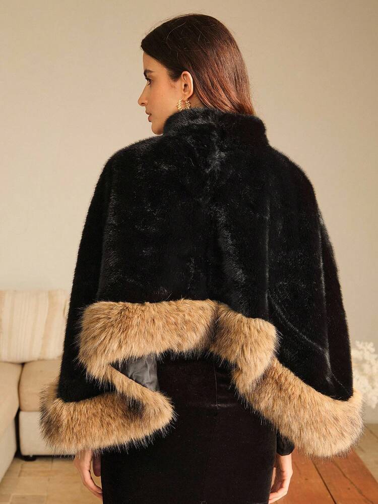 上品なフェイクファーショール クローク、秋、冬、外出、エレガント、フォーマル、パーティー、シック、新年、クリスマス、仕事、卒業式、結婚式に適しています