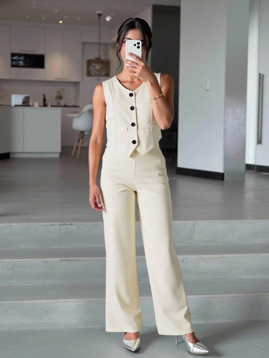 SHEIN 2pcs Teenage Girls Vintage American Style Leopard Print Basic Short Sleeve Top And Long Pants Set - Apricot - View 1