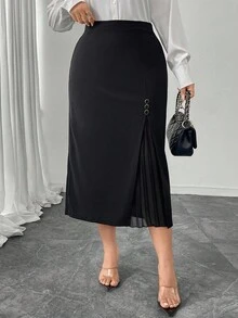 Modelyn Váy đi làm xếp ly bodycon thanh lịch đa năng cỡ lớn cho nữ - màu đen - Xem 5