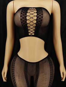 SHEIN 2 件套女士性感内衣套装，黑色抹胸和裤子，适合外出穿着