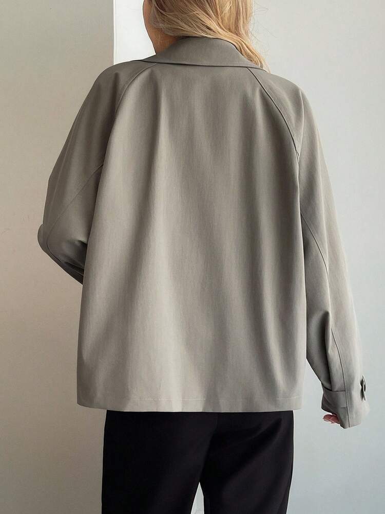 Women's Autumn Turndown Collar Long Sleeve Loose Trench Coat Oversized Jacket