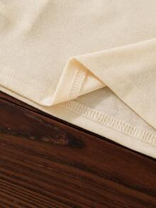 SHEIN 少女卡通字母印花圆领短袖休闲T恤 - 杏色 - 查看 3