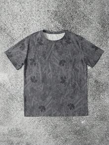 Manfinity Dauomo Men's Casual Round Neck Short Sleeve Tree Branch Print T-Shirt - Black - View 4