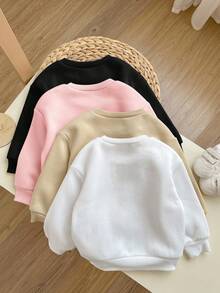 SHEIN 4件套女婴可爱纯色保暖长袖卫衣，秋冬 - 彩色 - 查看 2