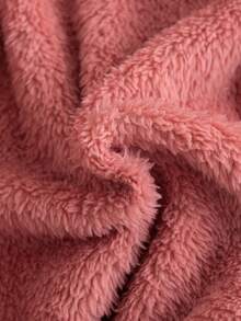 SHEIN 1pc Infant/Toddler Unisex Black Hooded Long Sleeve Padded Coat With Pink Plush Lining, Winter Fashion Simple Design Suitable For Daily School Wear Fall - Black - View 6