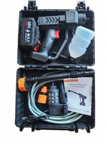 SHEIN Lavadora inalámbrica, lavadora portátil para automóvil, pistola de lavado de automóviles con rociador de espuma, manguera de 5 metros, para la limpieza del automóvil, piso, patio y riego