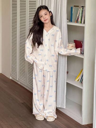 DAZY 2 件套青少年女孩休闲长袖上衣和裤子家居服套装，秋季